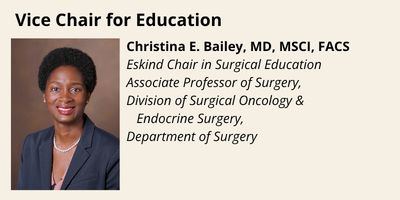 Christina E. Bailey, MD, MSCI, FACS, Eskind Chair in Surgical Education, Associate Professor of Surgery, Division of Surgical Oncology & Endocrine Surgery, Department of Surgery
